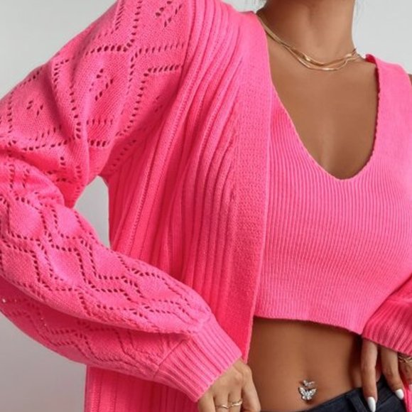 Crop Knit Top & Open Front Cardigan - Picture 5 of 5